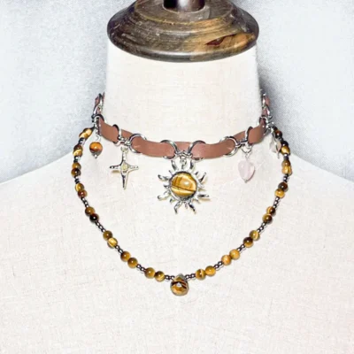 011 yellow-tigers-eye-layered-necklace-set